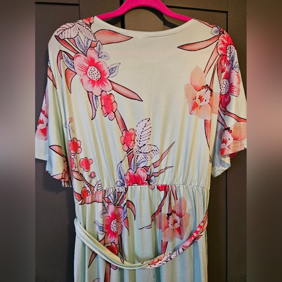 🩷5/$25🩷 Floral Print Mint Dress, Plus Size 1X - Picture 11 of 12